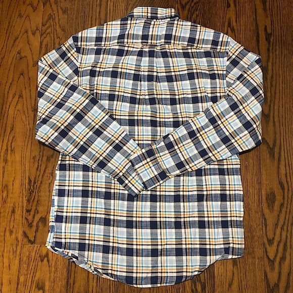 IZOD Men’s Blue Tan Brown Plaid Long Sleeve Button Down Shirt Sz Small NWT - Picture 6 of 6